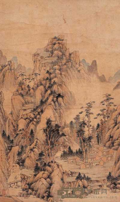 陈一章 溪山访友图 轴 89×54cm